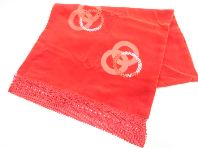 JAPANESE KIMONO / VINTAGE SHAWL / VELVET / RIBBON EMBROIDERY